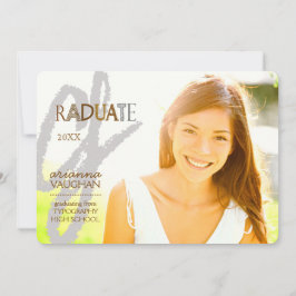 シックタイポグラフィ写真卒業 招待状