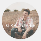 シックタイポグラフィ大学院写真卒業ステッカー ラウンドシール (正面)