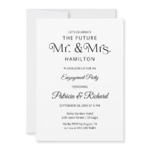 シックタイポグラフィ婚約パーティ招待状