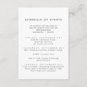 シックタイポグラフィ結婚の週末のイベント日程 エンクロージャーカード (正面)