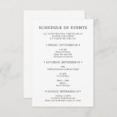 シックタイポグラフィ結婚の週末のイベント日程 エンクロージャーカード (正面/裏面)