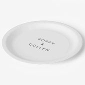 シックタイポグラフィ結婚ズケーキ ペーパープレート (アングル)