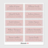 シックタイポグラフィ結婚ピンクズゲスト住所 シール (シート)