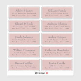 シックタイポグラフィ結婚ピンクズゲスト住所 シール