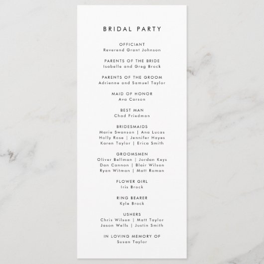 シックタイポグラフィ結婚式 プログラム (裏面)