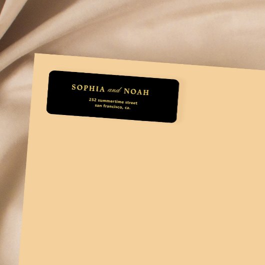 シックタイポグラフィ金ゴールド結婚ブラック差出人住所 ラベル