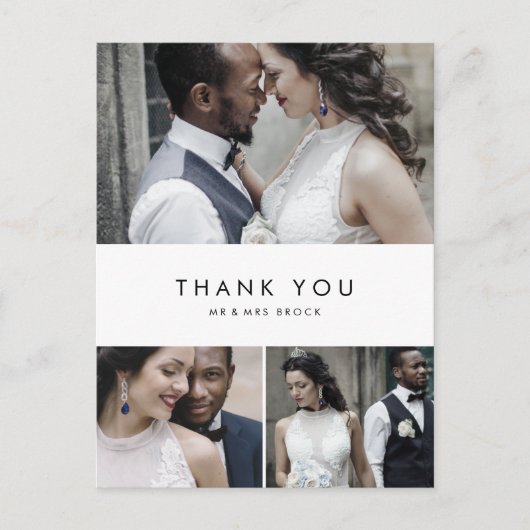 シックタイポグラフィ3フォトコラージュありがとうはがき ポストカード (正面)