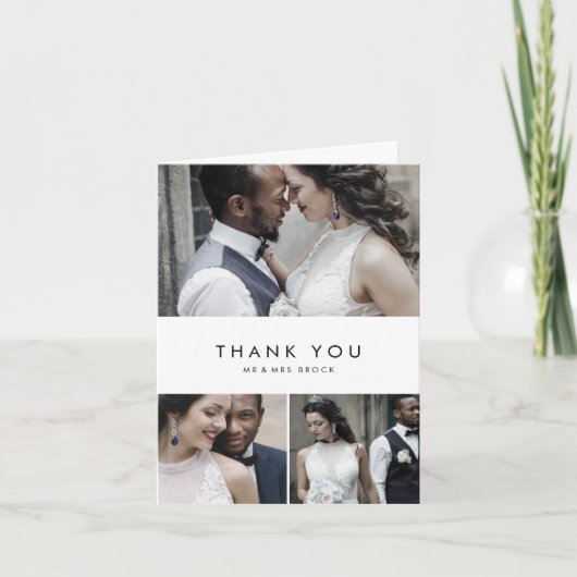 シックタイポグラフィ3フォトコラージュサンキューカード サンキューカード (正面)