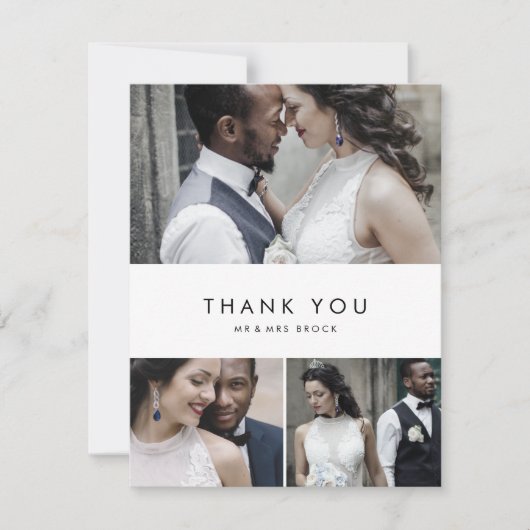 シックタイポグラフィ3フォトコラージュサンキューカード サンキューカード (正面)