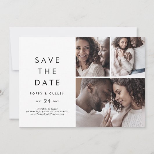 シックタイポグラフィ3フォトコラージュ セーブザデート (正面)