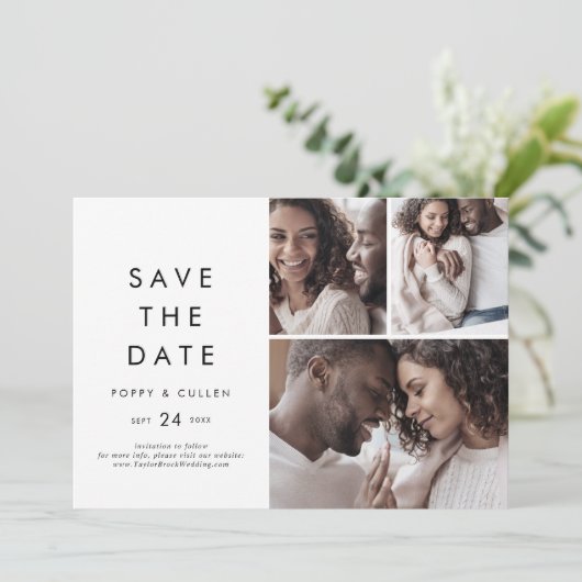 シックタイポグラフィ3フォトコラージュ セーブザデート (スタンド正面)