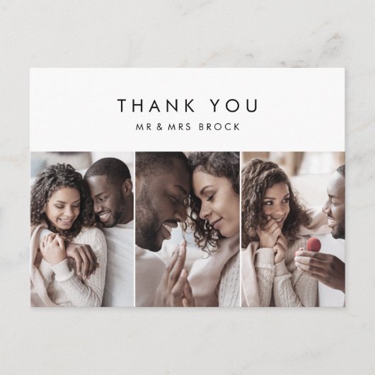 シックタイポグラフィ3写真テンプレートサンキューユー ポストカード (正面)