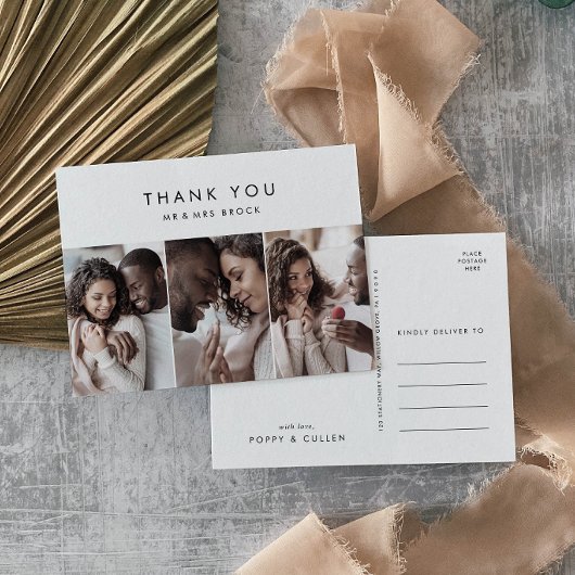 シックタイポグラフィ3写真テンプレートサンキューユー ポストカード