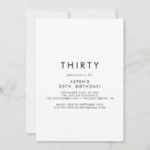 シックタイポグラフィ30th誕生日パーティの招待状 招待状 (正面)