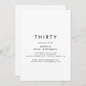 シックタイポグラフィ30th誕生日パーティの招待状 招待状 (正面/裏面)
