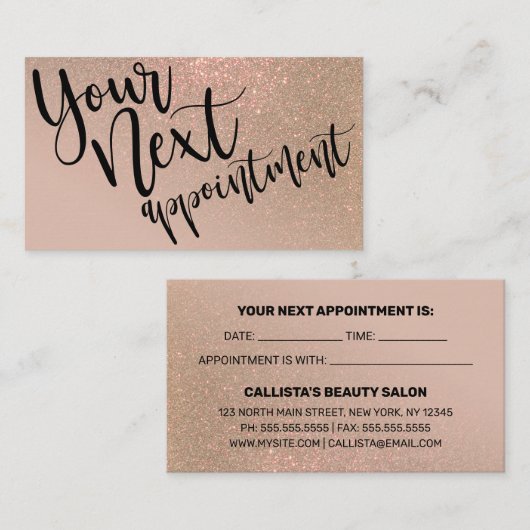 シックタウペ金ゴールドグリッター勾配タイポグラフィ 予約カード (正面/裏面)