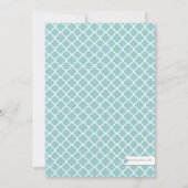 シックタン&ティール(緑がかった色)ティーポットブライダルシャワーティーパーティー 招待状 (裏面)