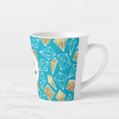 シックターコイズアクアブルー金ゴールドダイヤモンド カフェラテマグ (右)