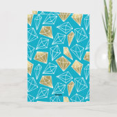 シックターコイズアクアブルー金ゴールドダイヤモンド カード (裏面)