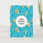 シックターコイズアクアブルー金ゴールドダイヤモンド カード (正面)