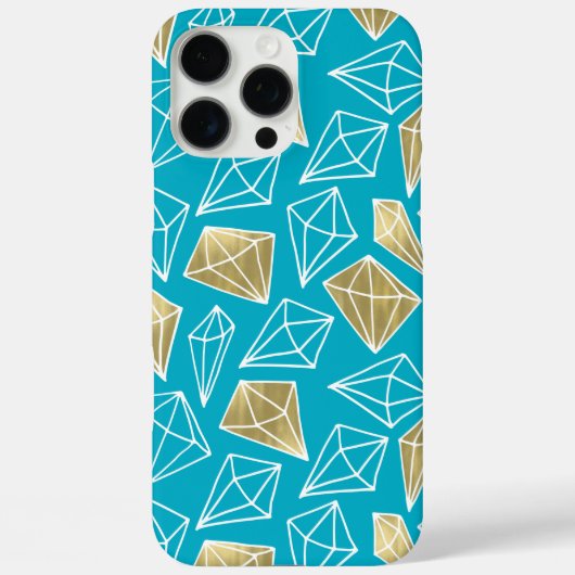 シックターコイズアクアブルー金ゴールドダイヤモンド Case-Mate iPhoneケース (裏面)