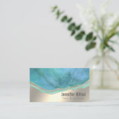 シックターコイズアゲードプロフェッショナル金ゴールド箔 名刺 (スタンド正面)