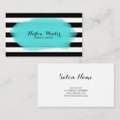 シックターコイズストライプ白黒化粧アーティスト 名刺 (正面/裏面)