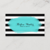 シックターコイズストライプ白黒化粧アーティスト 名刺 (正面)