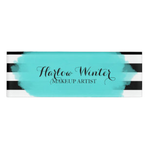 シックターコイズストライプ白黒化粧アーティスト 名札