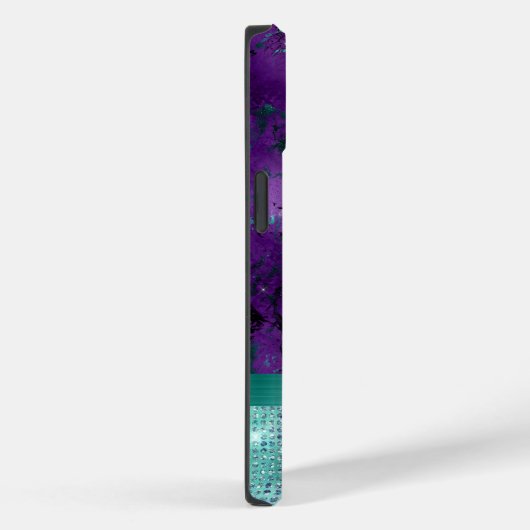 シックターコイズパープルマーブルフェイクグリッターモノグラム Case-Mate iPhoneケース (裏面 / 右)