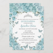 シックターコイズブルーフローラ蝶キンセアニラ 招待状 (正面/裏面)