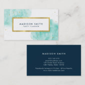シックターコイズ水色フェイク金ゴールド名刺 名刺 (正面/裏面)