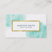 シックターコイズ水色フェイク金ゴールド名刺 名刺 (正面)