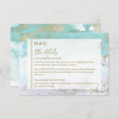 シックターコイズ金ゴールド抽象芸術水彩 エンクロージャーカード (正面/裏面)