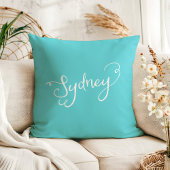 シックターコイズ&ホワイトシドニータイポグラフィ クッション