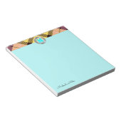 シックタータンチェックメタリックカスタムスクリプトモノグラムシアン ノートパッド (アングル)