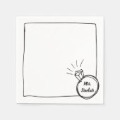 シックダイヤモンドリングや輪ブライダルシャワー&バチェロレッテ スタンダードカクテルナプキン (正面)