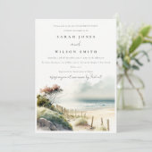シックダスキーコースタルサンドビーチシースケープ婚約 招待状 (スタンド正面)