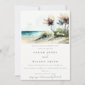 シックダスキーコースタルパームビーチシースケープ婚約 招待状 (正面)