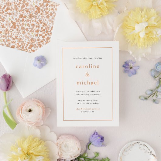 シックダスティピンクディティフローラ結婚式招待状 招待状