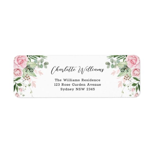 シックダスティピンクフローラバラガーデン差出人住所 ラベル (正面)