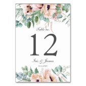 シックダスティピンク赤面フローラ結婚ズブライダルシャワー テーブルナンバー (正面)