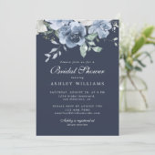 シックダスティブルーアイボリーバラダークブルーブライダルシャワー 招待状 (スタンド正面)