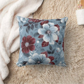 シックダスティブルーアンドブルゴーニュフローラ装飾用クッション クッション (ブランケット)