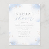シックダスティブルーグラデーション金ゴールドダストブライダルシャワー インビテーションポストカード (正面)