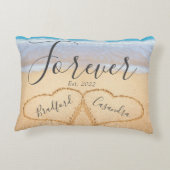 シックダスティブルービーチカップルハートサンド アクセントクッション (裏面)