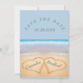 シックダスティブルービーチ結婚式ハートサンドズ結婚ズ 招待状 (裏面)