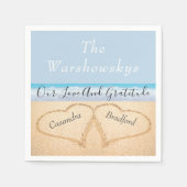 シックダスティブルービーチ結婚式2ハートインサンド スタンダードカクテルナプキン (正面)