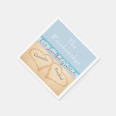 シックダスティブルービーチ結婚式2ハートインサンド スタンダードカクテルナプキン (角)