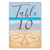 シックダスティブルービーチ結婚式2ハートインサンド テーブルナンバー (正面)